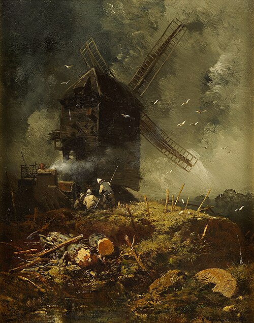 Windmühle bei aufziehendem Wetter, 1852, Charles Hoguet