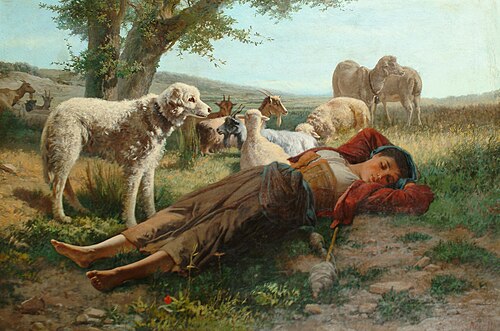 The goatherder's siesta, 1900, Carlo Ademollo