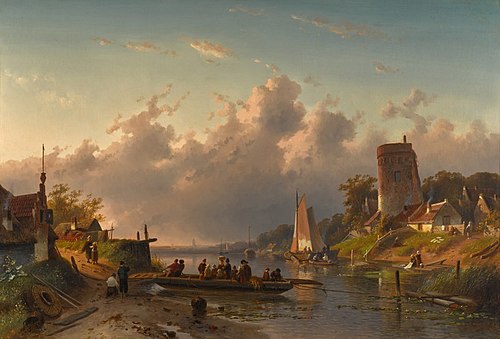 Evening at the Riverbank, , Charles Leickert