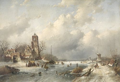 Scène hivernale, 1867, Charles Leickert