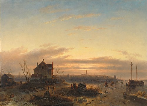 Winter op het IJ voor Amsterdam, 1850, Charles Leickert