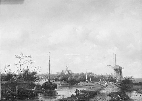 Zandweg langs een vaart, 1869, Charles Leickert