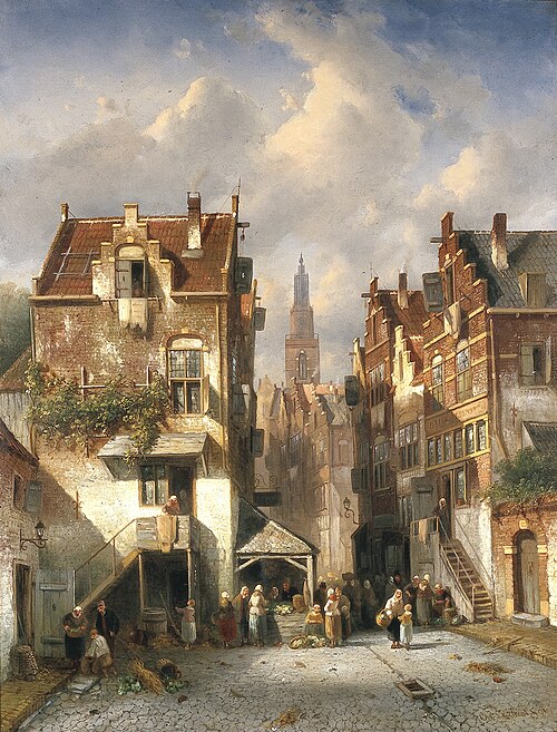 view of a town, 1891, Charles Leickert