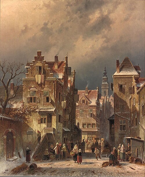 View of a Town in Winter, 1855, Charles Leickert