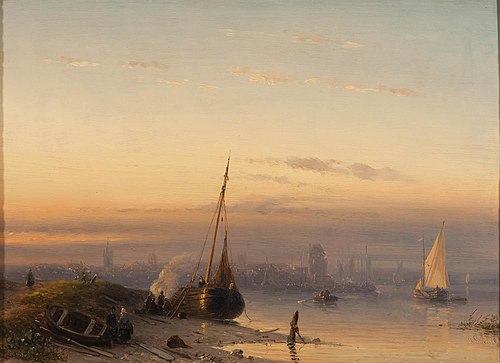Het IJ met Amsterdam in de verte, 1849, Charles Leickert