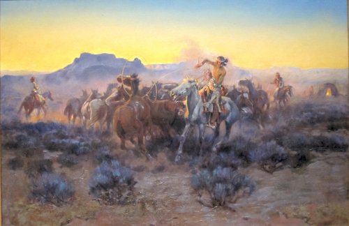 Roping Fresh Mounts, 1918, Charles Marion Russell
