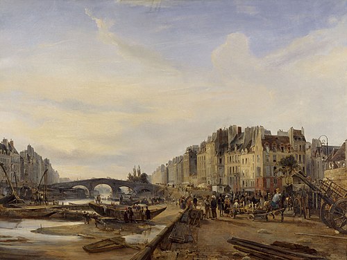 Le Pont-Marie et le port Saint-Paul, 1827, Charles Louis Mozin