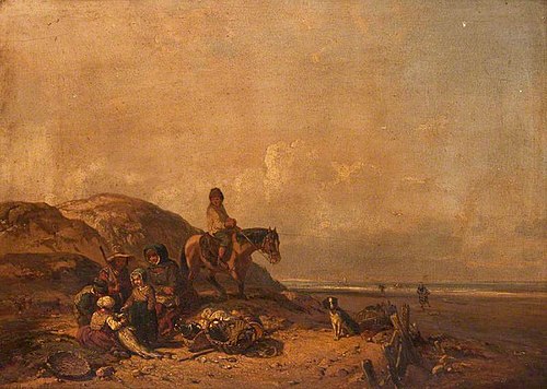 Shore Scene with Figures, 1842, Charles Mozin