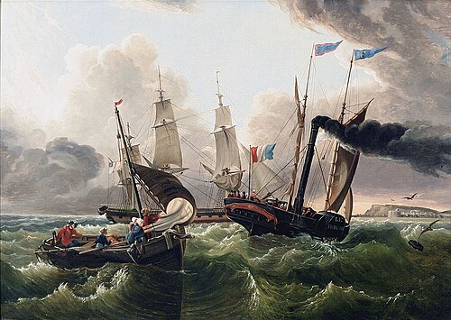 A French Sidewheel Steamship of Le Havre & Honfleur, 1835, Charles Louis Mozin