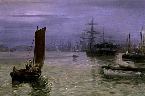 The Last Boat In, 1878, Charles Napier Hemy