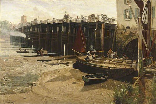 Old Putney Bridge, 1882, Charles Napier Hemy