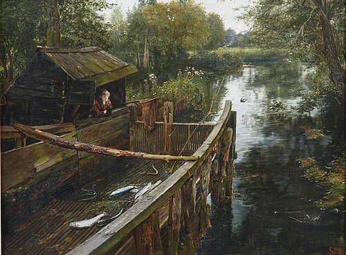 Trout in the Eel Reeve, 1890, Charles Napier Hemy