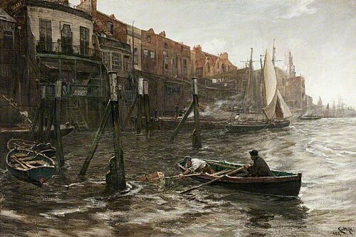 Limehouse Hole, 1910, Charles Napier Hemy