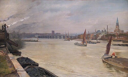 Old Chelsea Bridge, , Charles Napier Hemy