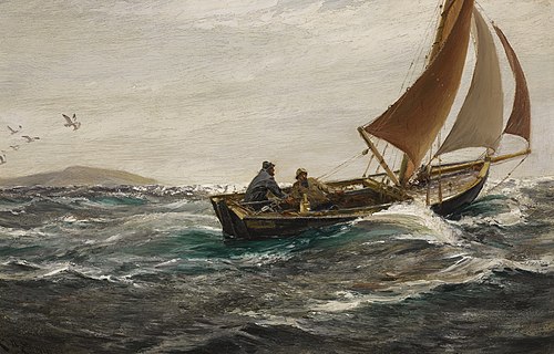 With Wind and Tide – Off The Dodman-Head, Falmouth, 1916, Charles Napier Hemy