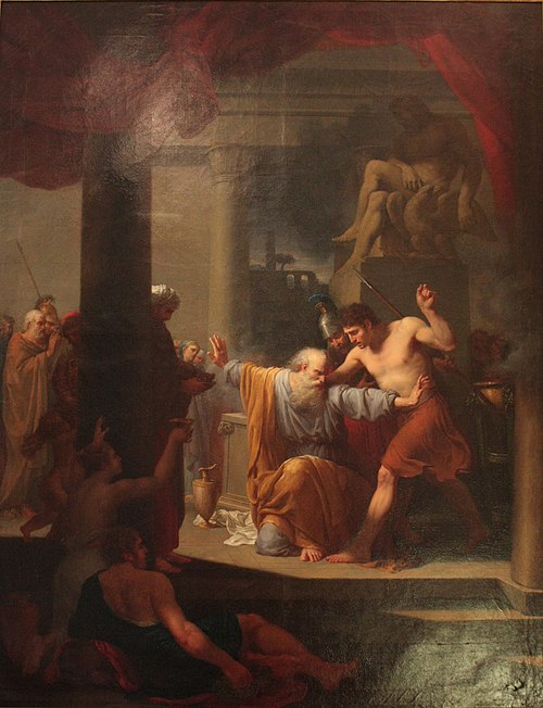 Eléazar préfère la mort au crime de violer la loi en mangeant des viandes défendues, 1792, Charles Paul Landon