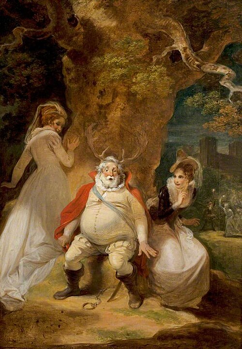 'The Merry Wives of Windsor', Act V, Scene 5, Falstaff Disguised as Herne with Mrs Ford and Mrs Page, , Robert Smirke