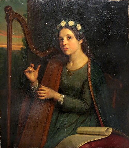 The Harp Player, 1850, Charles Van Beveren