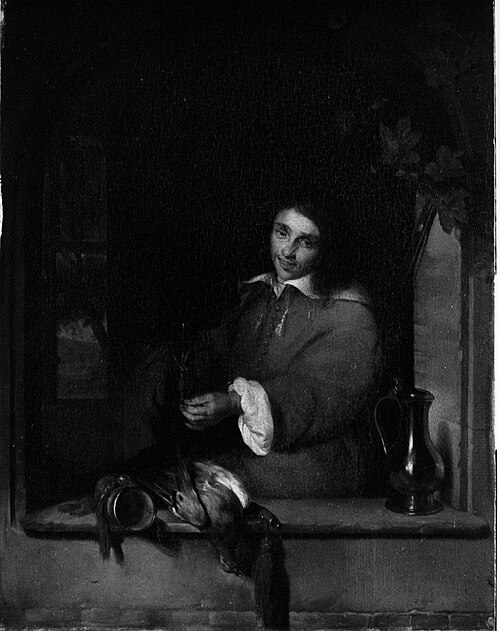 Een jager met een glas wijn in de hand (naar Gabriël Metsu), 1837, Charles Van Beveren
