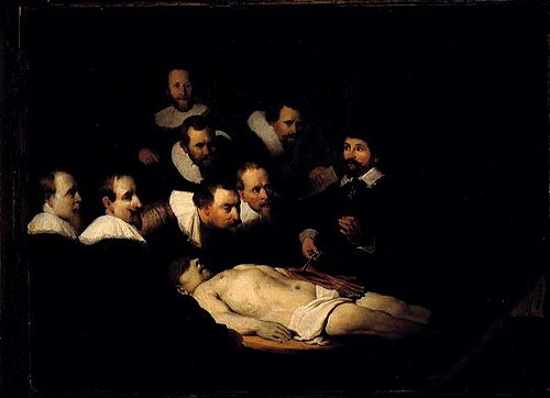 Anatomical lesson of Dr. Nicolaas Tulp (after Rembrandt), 1850, Charles Van Beveren