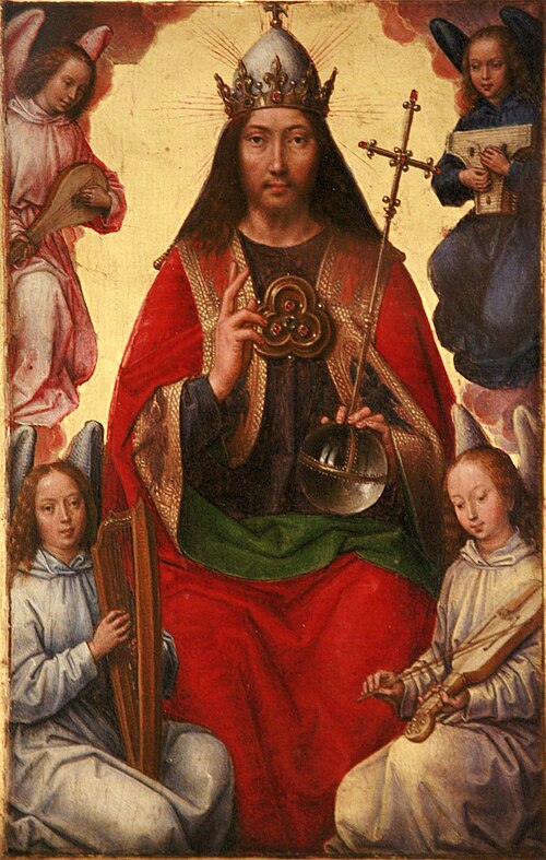Le Père Éternel entouré d'anges, 1485, Hans Memling