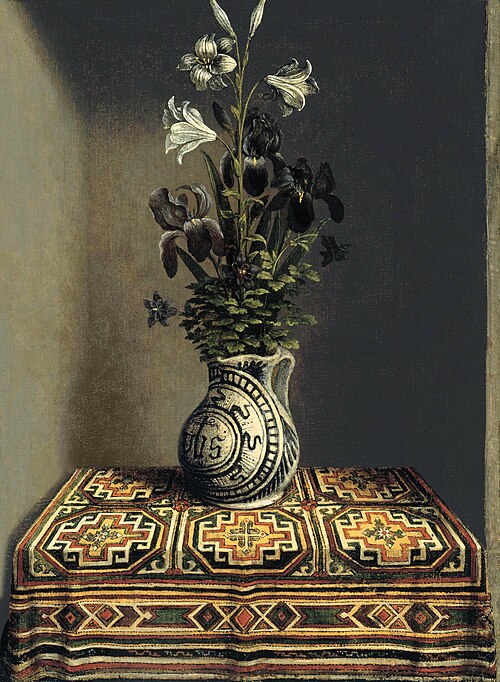 Flowers in a Jug (reverse), 1485, Hans Memling