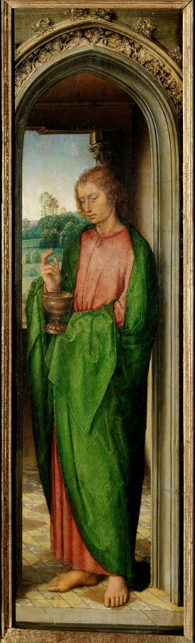 Innenflügel des Johannesaltärchens: Johannes der Evangelist, 1485, Hans Memling