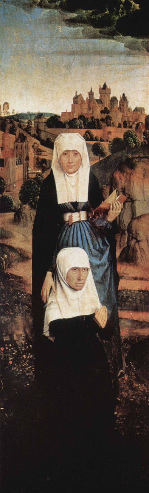 Jan Crabbe triptych. Left wing, 1465, Hans Memling
