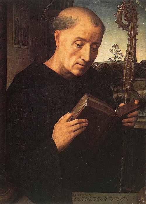 Saint Benedict: Left wing, 1487, Hans Memling