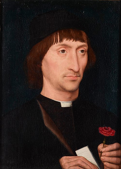 Portrait of a Man with a Pink, 1475, Hans Memling