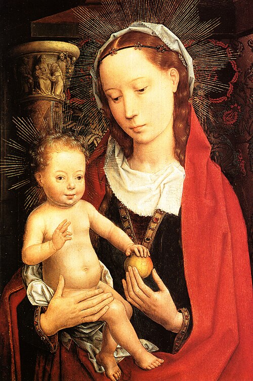 Virgin and Child at half-length, 1490, Hans Memling