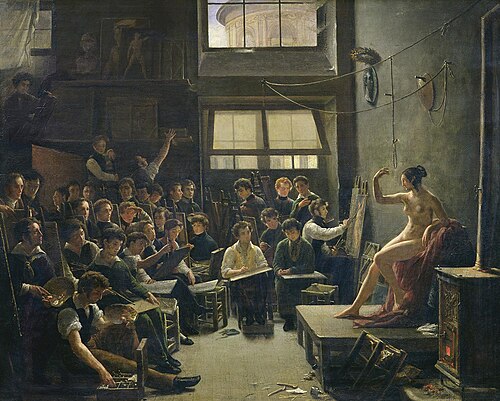 Intérieur de l'atelier de Gros, 1824, Auguste Antoine Massé