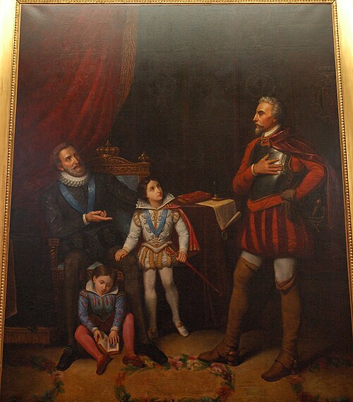 Henri IV recommandant ses enfants au Connétable de Lesdiguières, 1843, Louis-Auguste Ronjon