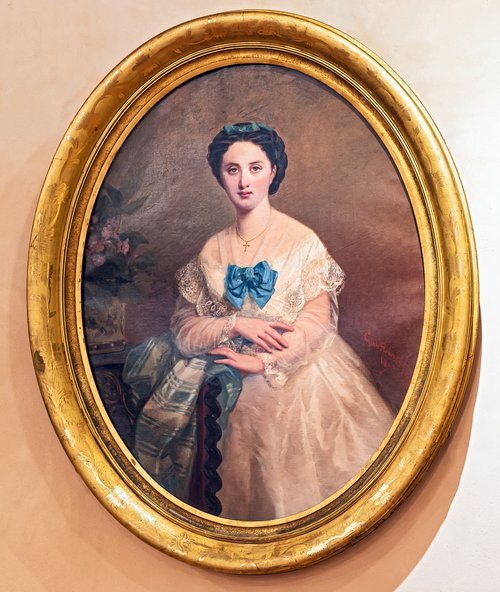 Femme en blanc au nœud bleu, 1873, Gabriel Durand