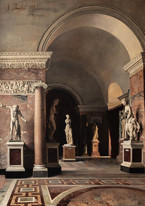 Galerie dite de la Vénus de Milo, au Musée du Louvre, 1885, Julie Buchet