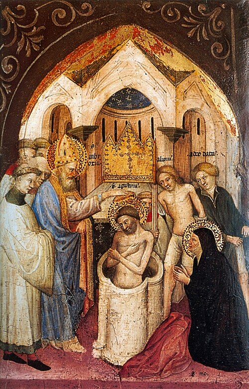 Augustine baptized by Ambrose, 1414, Niccolò di Pietro Gerini