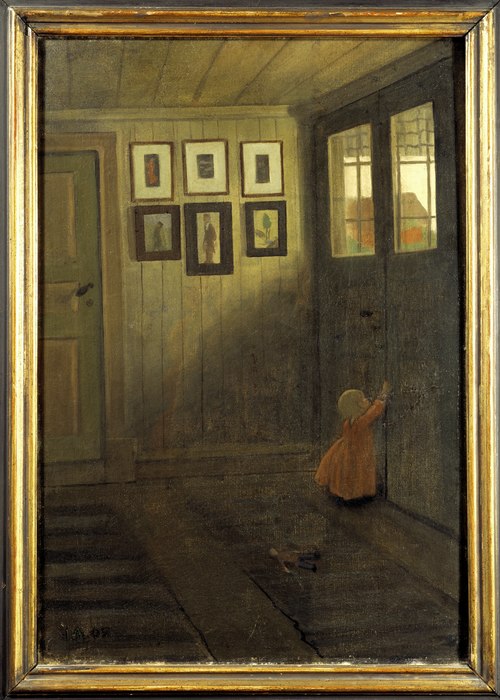 The Girl at the Door. Interior of the Artist's home, Älvängen, 1908, Ivar Arosenius