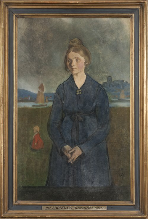 Eva med Bohus fästning i bakgrunden, 1907, , Ivar Arosenius