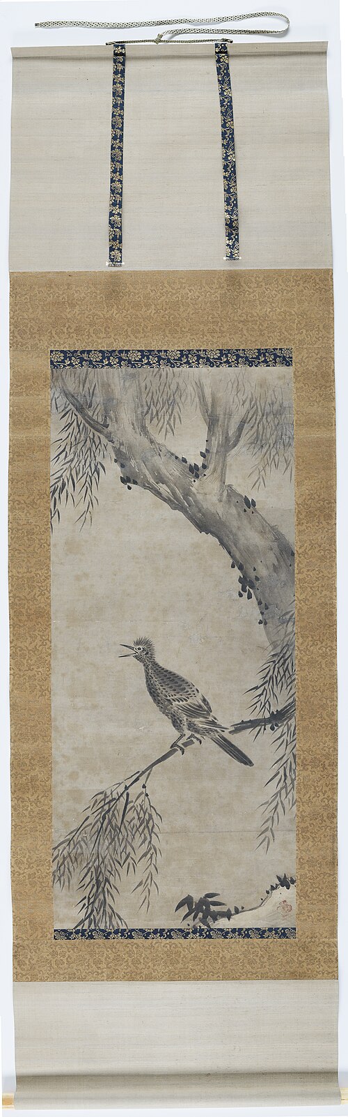 Hanging Scroll: Cuckoo Seated on a Branch, , Kanō Motonobu
