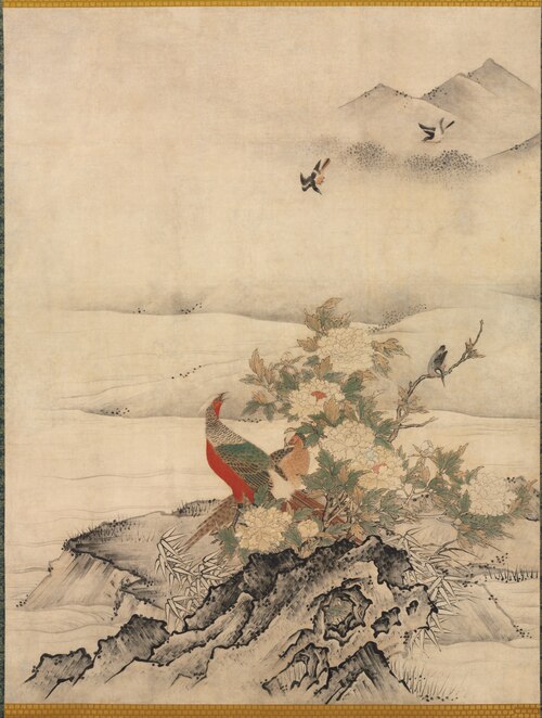 Flowers and Birds in a Spring Landscape, 1529, Kanō Motonobu