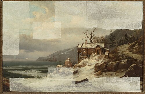 Winter landscape from Norway /view of Sognefjord/, 1837, Chrystian Breslauer