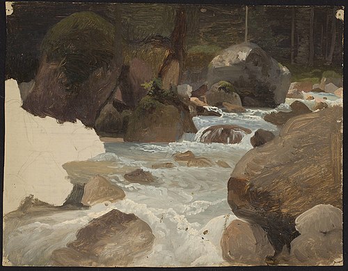 Mountain stream in the forest, sketch, , Chrystian Breslauer