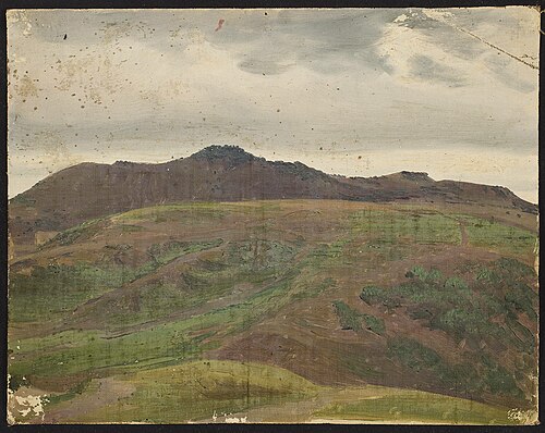Landscape with a meadow and a range of hills, sketch, , Chrystian Breslauer