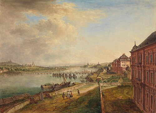 Rheinansicht bei Mainz, 1754, Christian Georg Schütz