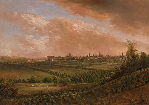 Blick auf Mainz von Nordwesten, 1785, Christian Georg Schütz