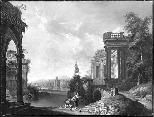 Flusslandschaft mit Ruinen, 1754, Christian Georg Schütz