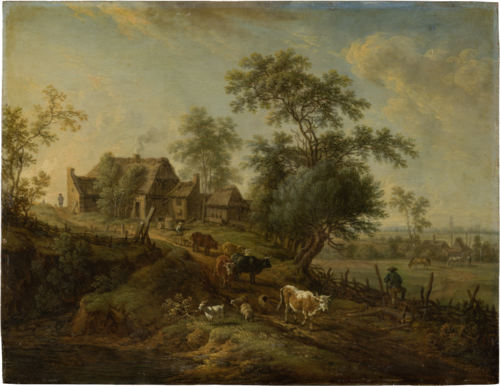 Landscape with Farm Animals on a Road, , Christian Georg Schütz
