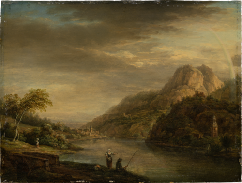 Mountainous River Landscape with Rainbow, , Christian Georg Schütz