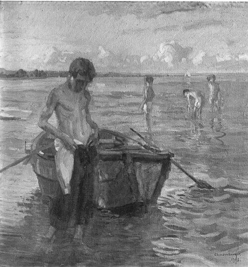 Bathers boys at the lake, 1908, Christian Landenberger
