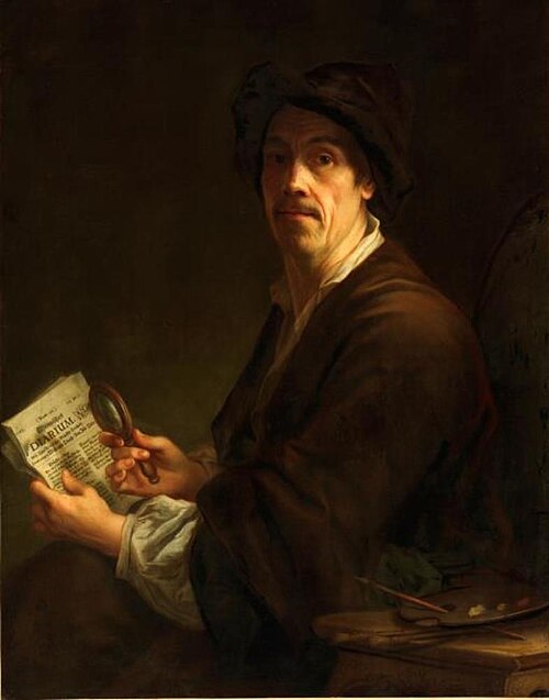 Selfportrait with the "Wienerisches Diarium", 1745, Christian Seybold